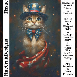 Papel De Seda Patriotic USA Cat, Top Hat, Bow Tie CS2 Decoupage