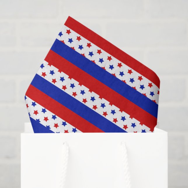 Papel De Seda patriótico tejido de fiesta de estrellas y rayas (Bolsa de regalo)