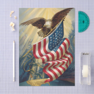 Papel De Seda Patriotismo Antiguo, Bandera Americana del Águila