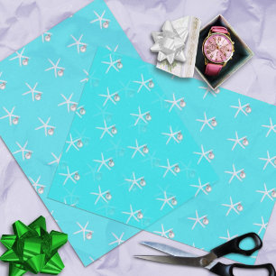 Papel De Seda Patrocinan a Navidades del Ornamento Starfish Aqua