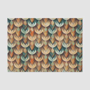 Papel De Seda Patrón abstracto art déco dorado teal de lujo