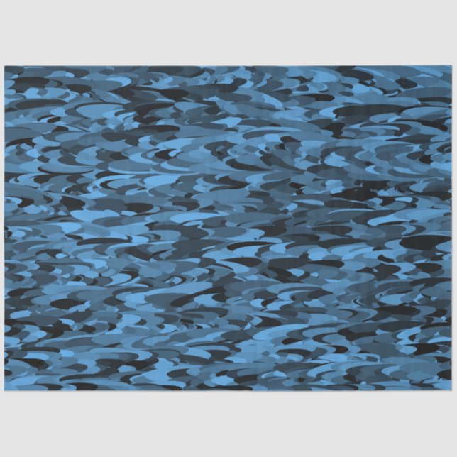 Papel De Seda Patrón abstracto azul negro (Anverso)