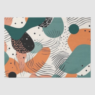 Papel De Seda Patrón abstracto biomórfico de coral teal orgánico