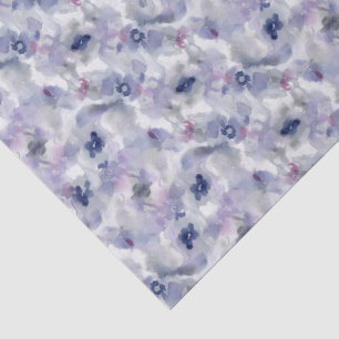 Papel De Seda Patrón abstracto de acuarela floral lavanda azul