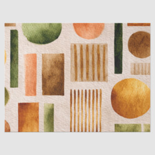 Papel De Seda Patrón abstracto de acuarela terrestre - Boho Orga