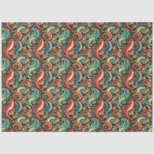 Papel De Seda Patrón abstracto de la flor dorada Paisley 8