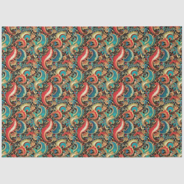 Papel De Seda Patrón abstracto de la flor dorada Paisley 8 (Anverso)