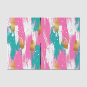 Papel De Seda Patrón abstracto de pincelada de oro rosa menta