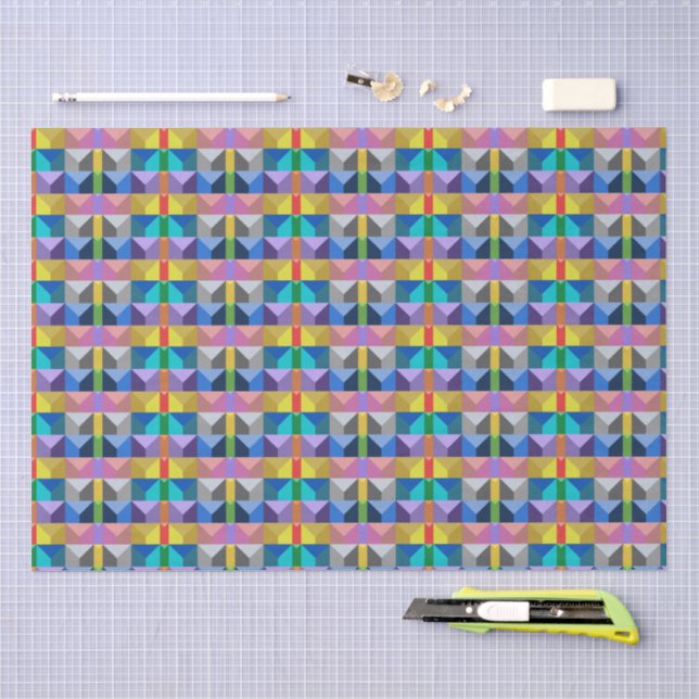 Papel De Seda Patrón abstracto de triángulo 3D (Artesanía)