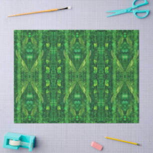 Papel De Seda Patrón abstracto futurista de hojas verdes