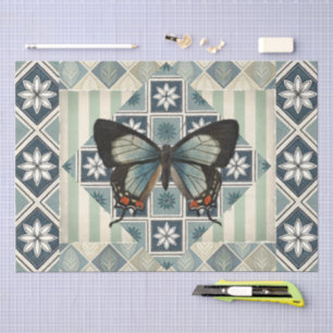 Papel De Seda Patrón abstracto mixto y mariposa decoupage