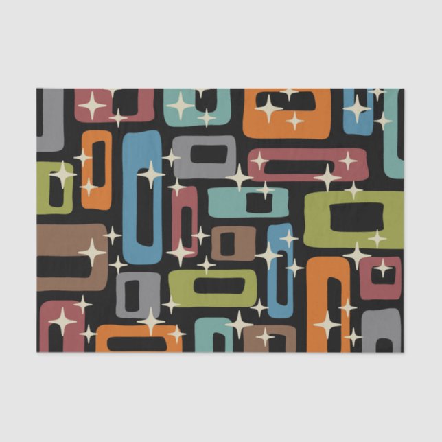 Papel De Seda Patrón abstracto moderno de mediados de siglo (Anverso)