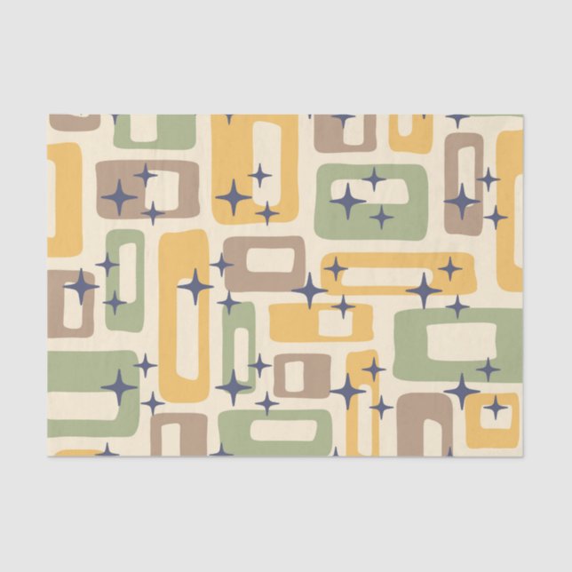 Papel De Seda Patrón abstracto moderno del siglo medio retro (Anverso)