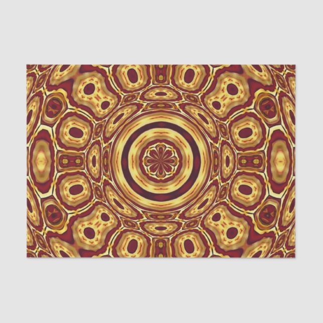 Papel De Seda Patrón abstracto rojo dorado boho marroquí (Anverso)