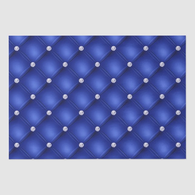 Papel De Seda Patrón acolchado de diamante azul de lujo (Anverso)