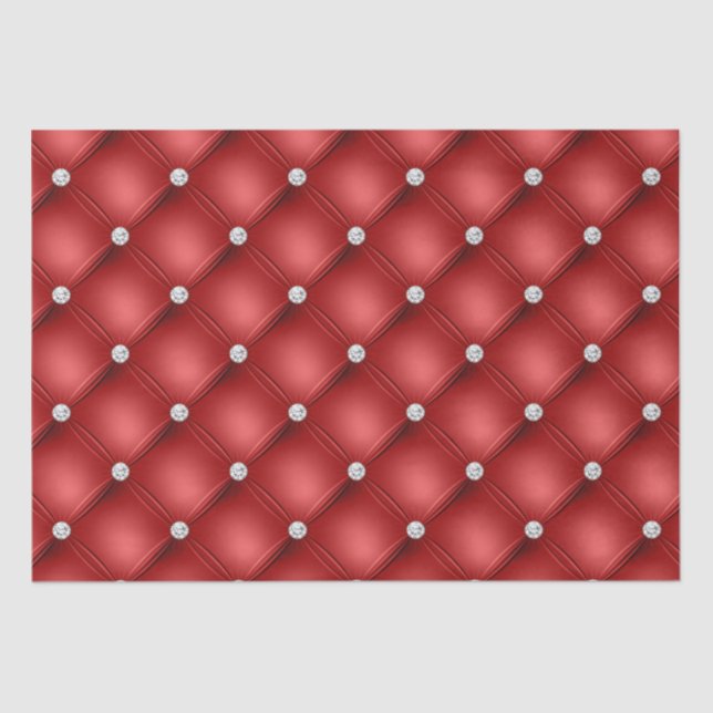 Papel De Seda Patrón acolchado de diamante rojo de lujo (Anverso)