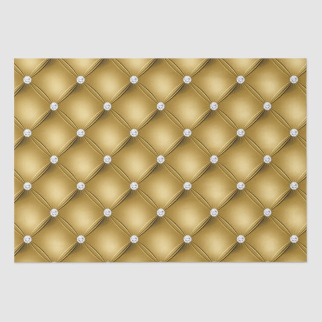 Papel De Seda Patrón acolchado de diamantes de oro de lujo (Anverso)