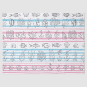 Papel De Seda Patrón acuarela náutica retro (15)