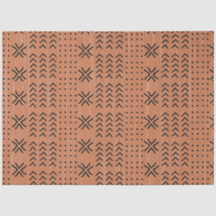 Papel De Seda Patrón africano moderno de trapo negro de terracot