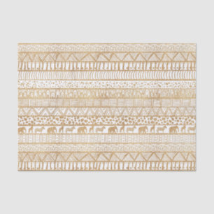 Papel De Seda Patrón africano tribal de oro blanco