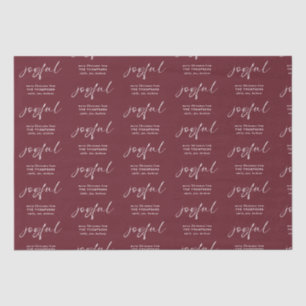Papel De Seda Patrón alegre Feliz Navidad Nombre Borgoña
