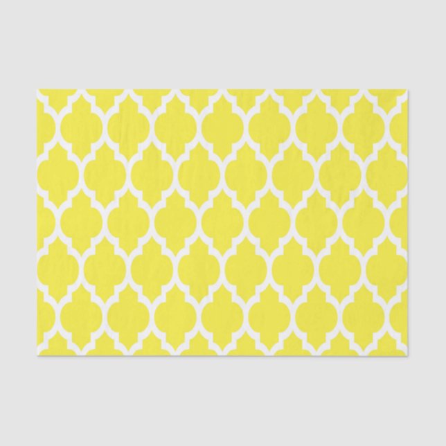 Papel De Seda Patrón amarillo blanco marroquí de quatrefol #4 (Anverso)
