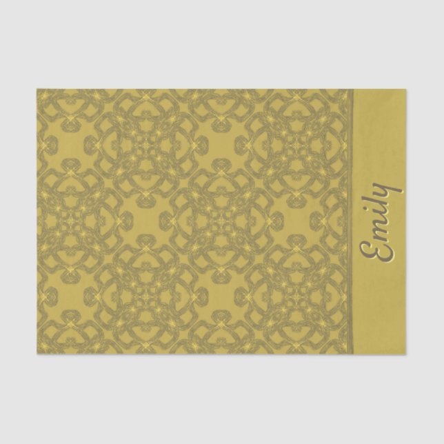 Papel De Seda Patrón amarillo mostaza personalizado (Anverso)