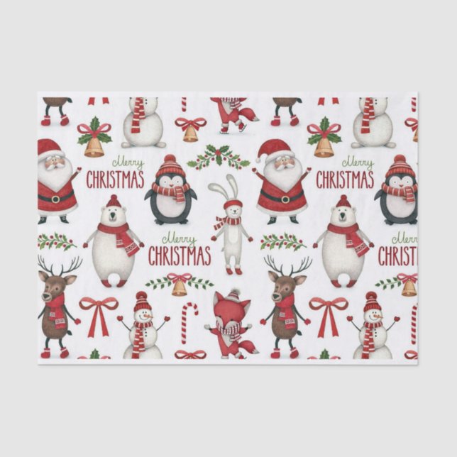 Papel De Seda Patrón animal de los navidades (Anverso)