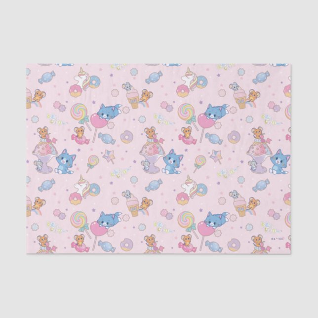 Papel De Seda Patrón Anime Tom, Jerry y Tuffy Candyland (Anverso)