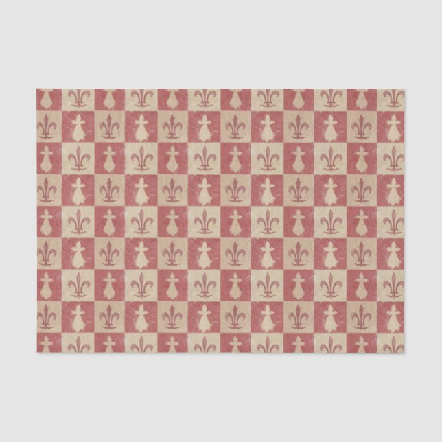 Papel De Seda Patrón Antiguo Fleur de Lis Medieval Francés (Anverso)