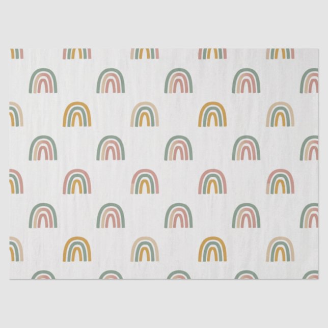 Papel De Seda Patrón arcoíris boho escandinavo atenuado  (Anverso)