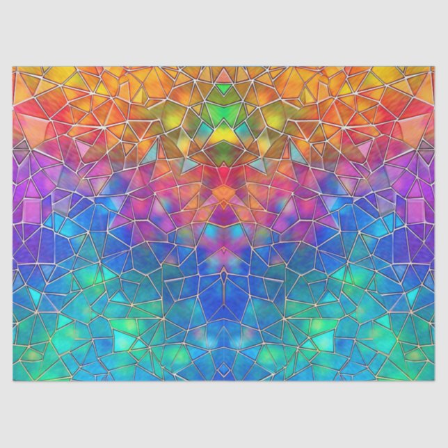 Papel De Seda Patrón arcoiris de vidrio templado (Anverso)
