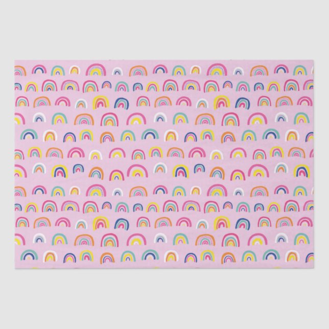 Papel De Seda Patrón arcoiris rosa (Anverso)