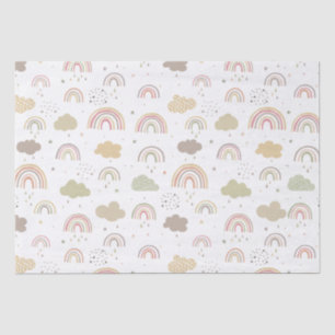 Papel De Seda Patrón arcoiris rosado y beige