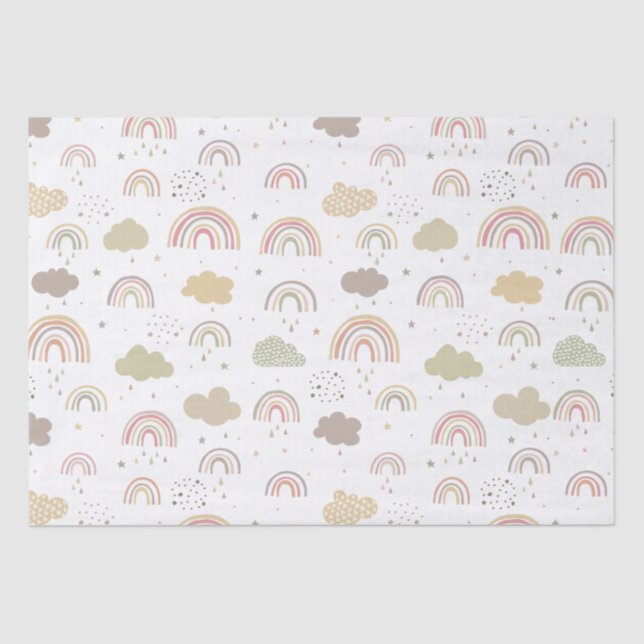 Papel De Seda Patrón arcoiris rosado y beige (Anverso)