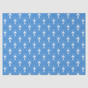 Papel De Seda Patrón Art Deco azul y blanco