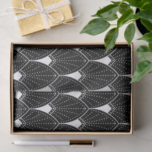Papel De Seda Patrón Art Deco Blanco Sobre Negro