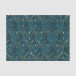 Papel De Seda patrón Art Deco con formas geométricas doradas