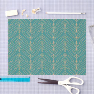 Papel De Seda Patrón Art Deco con formas geométricas doradas