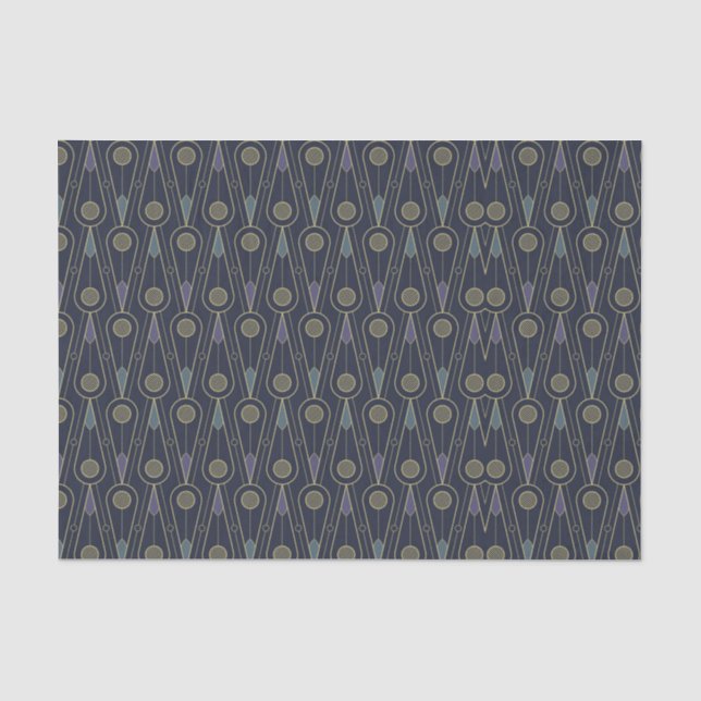 Papel De Seda patrón Art Deco con formas geométricas en oro (Anverso)