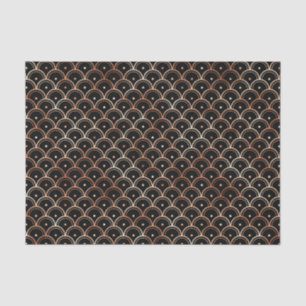 Papel De Seda Patrón Art Deco de Círculos en Rosa Dorado y Negro