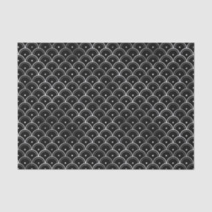 Papel De Seda Patrón Art Déco de Círculos Plateados y Negros