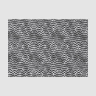Papel De Seda Patrón Art Decó del diamante plateado y negro