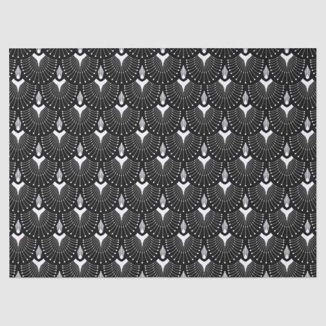 Papel De Seda Patrón art déco en blanco y negro (Anverso)