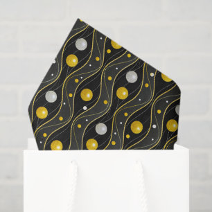 Papel De Seda Patrón Art Déco en oro, plata y negro