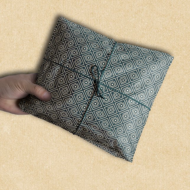 Papel De Seda Patrón Art Deco | Tan Verde azulado (Subido por el creador)
