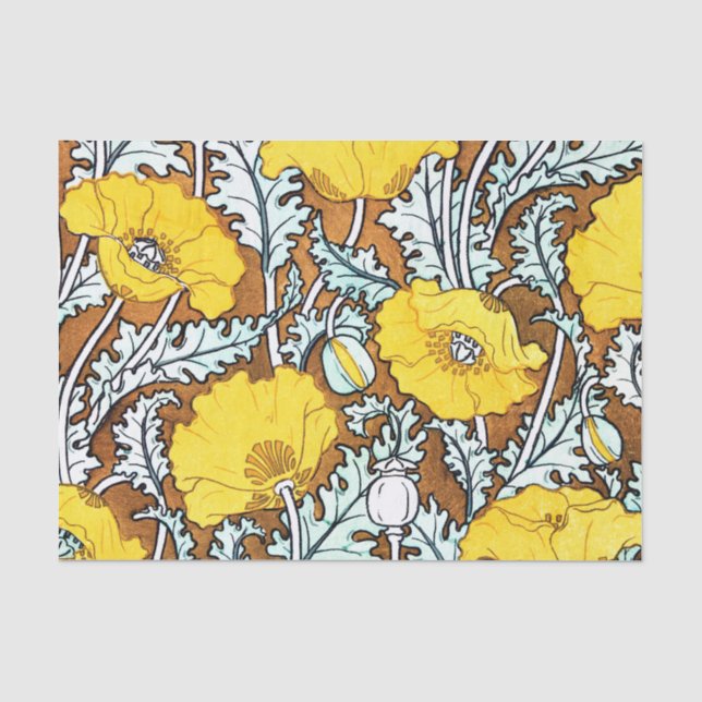 Papel De Seda Patrón Art Nouveau Bonito Amarillos Papas, popular (Anverso)