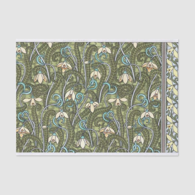 Papel De Seda Patrón Art Nouveau francés de Snowdrop (Anverso)