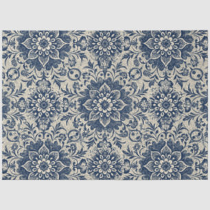 Papel De Seda Patrón Art Nouveau Vintage Blue Flpaper
