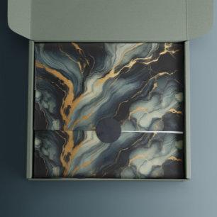 Papel De Seda Patrón Artístico de Mármol y Azul Marino de Median
